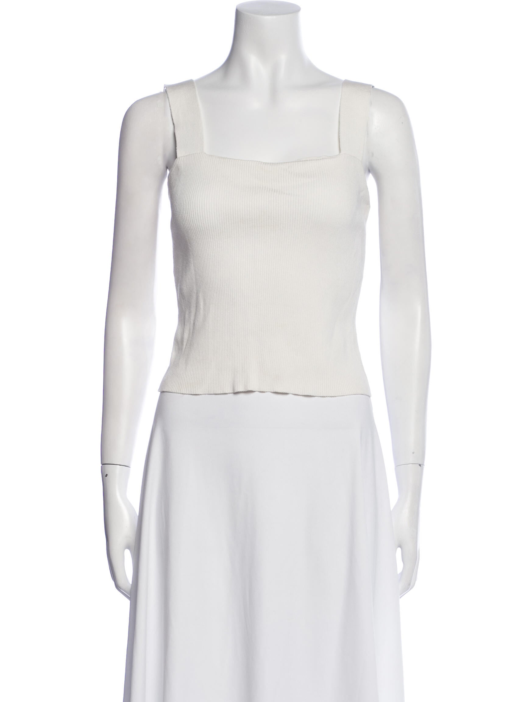 Oscar de la Renta Silk Square Neckline Crop Top