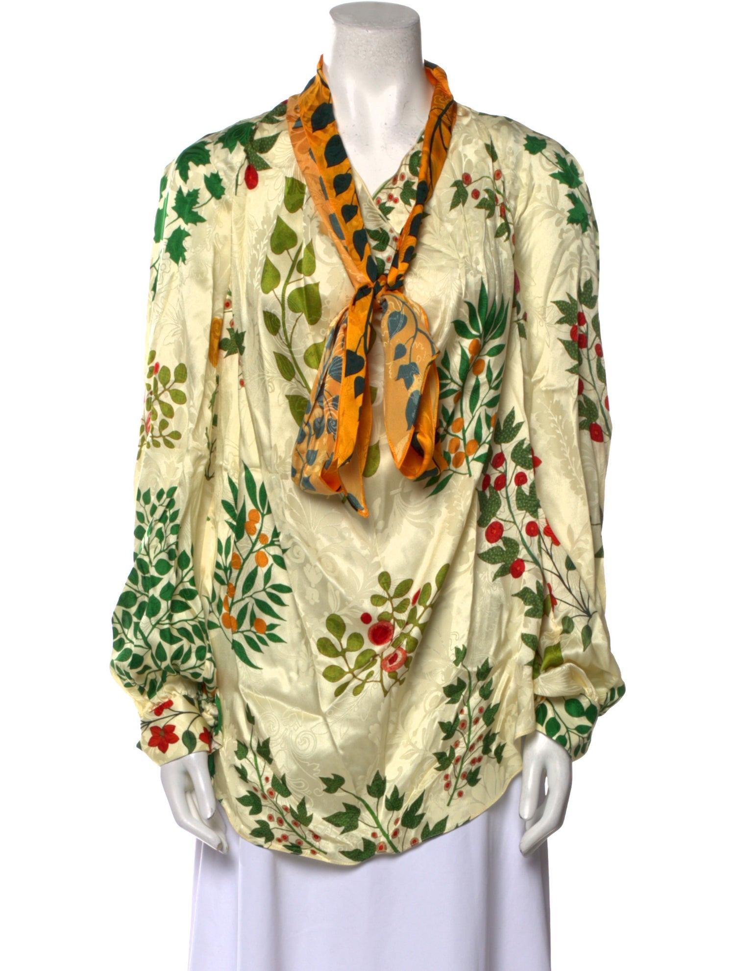 Oscar de la Renta Silk Floral Print Blouse