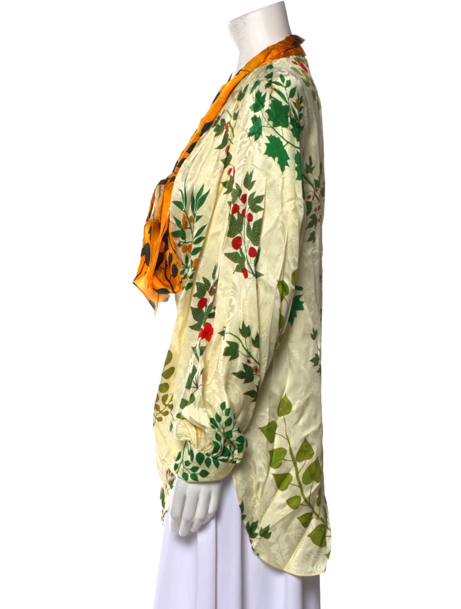 Oscar de la Renta Silk Floral Print Blouse