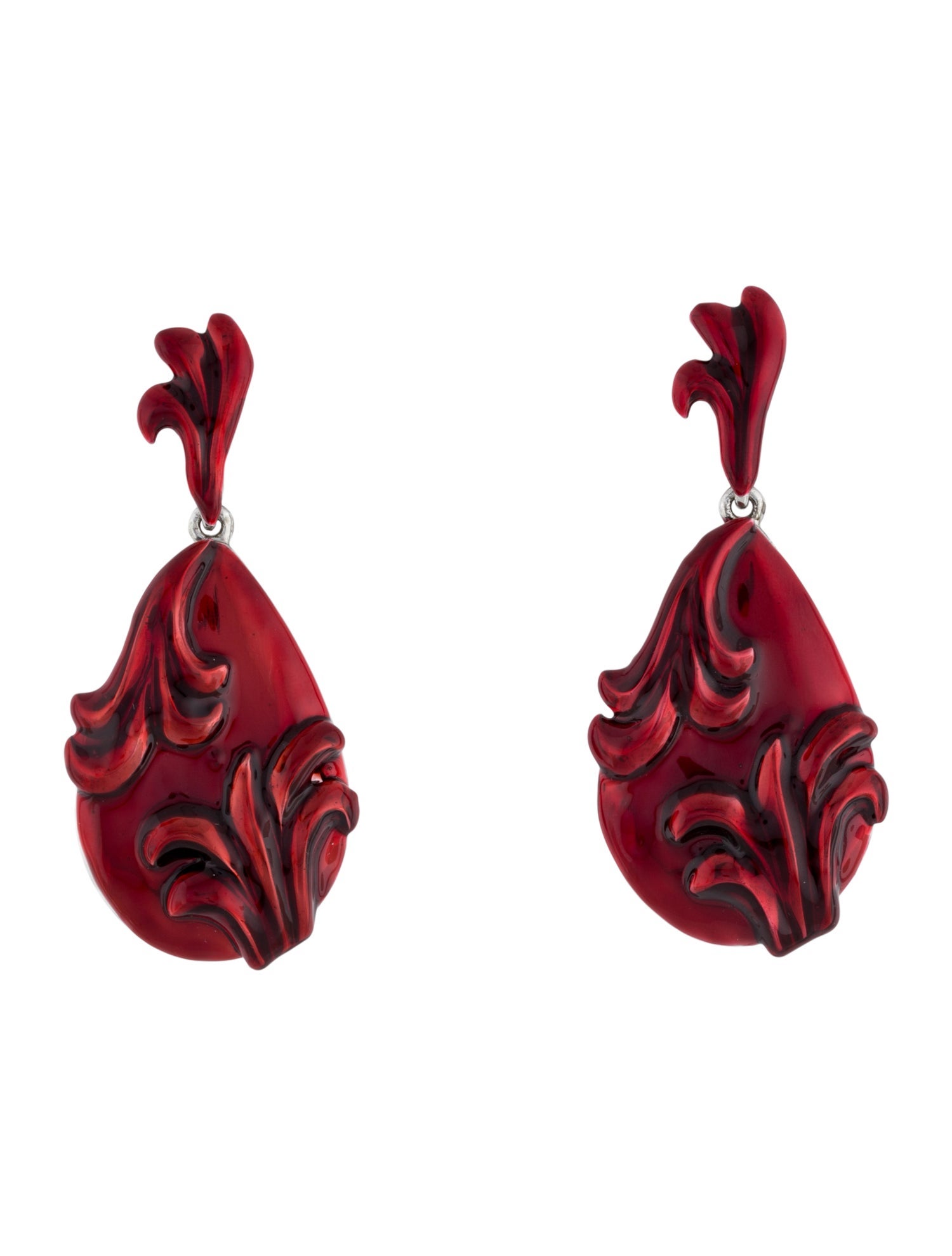 Oscar de la Renta Enamel Drop Clip-On Earrings