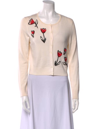 Oscar de la Renta Virgin Wool Graphic Print Sweater