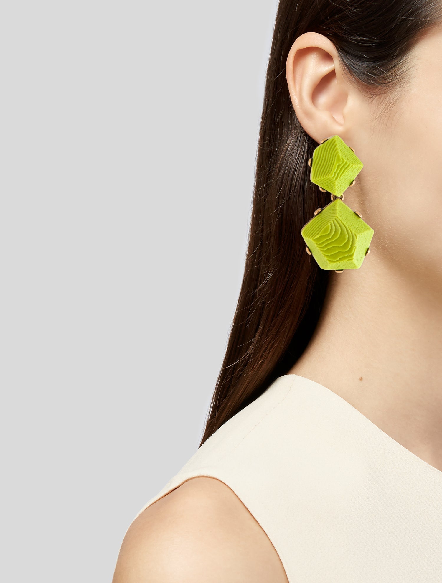 Oscar de la Renta Resin Geo Clip-On Drop Earrings