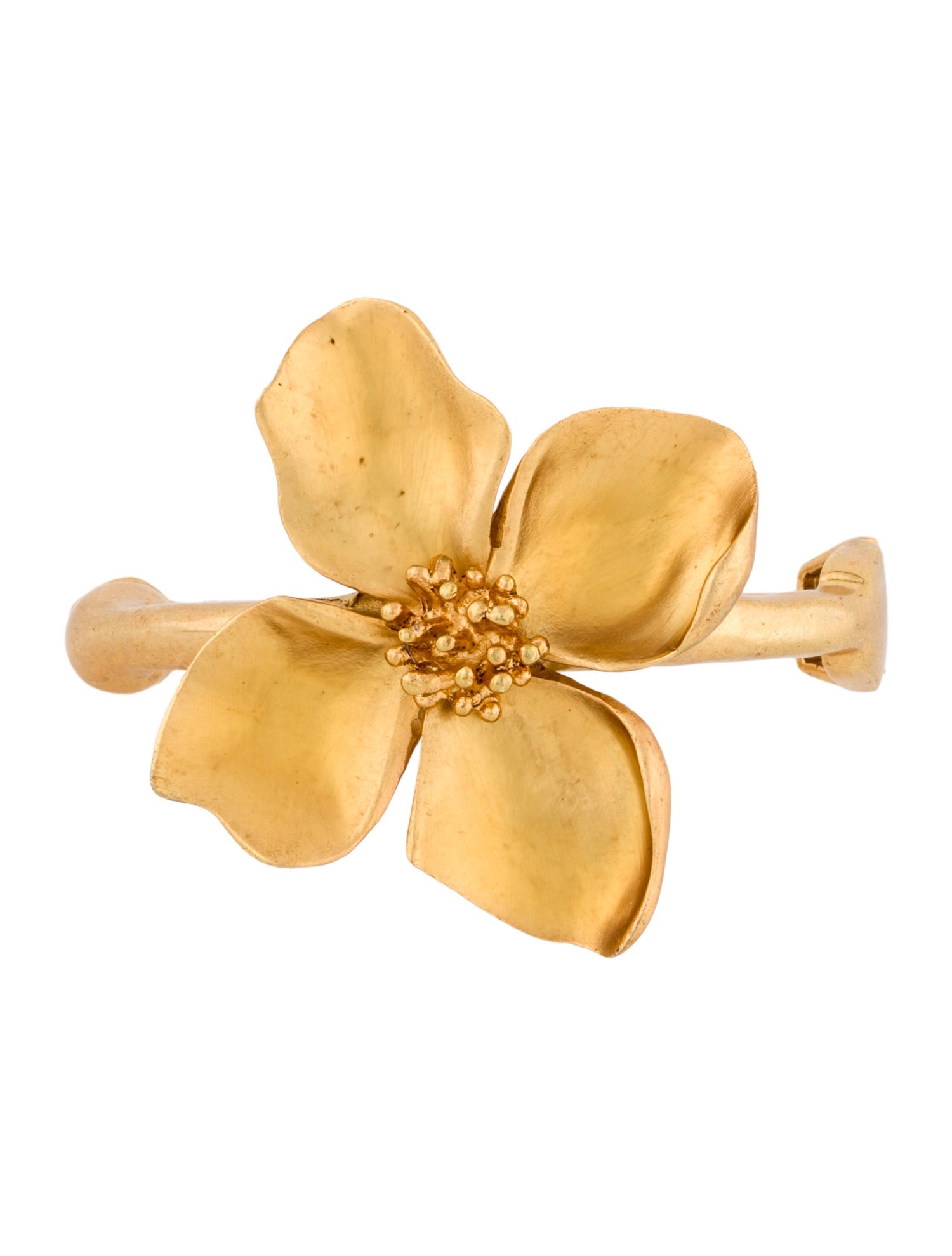 Oscar de la Renta Flower Hinged Bangle Bracelet