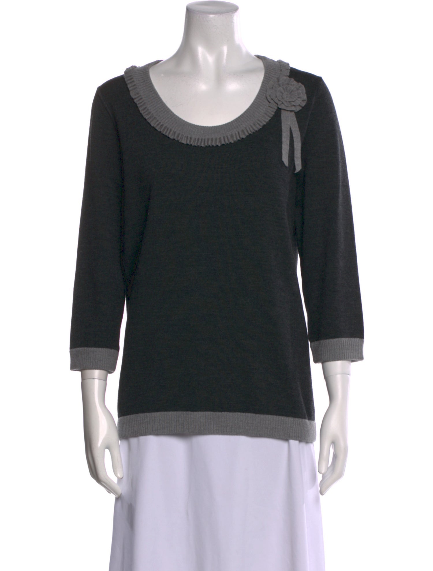 Oscar de la Renta Merino Wool Scoop Neck Sweater