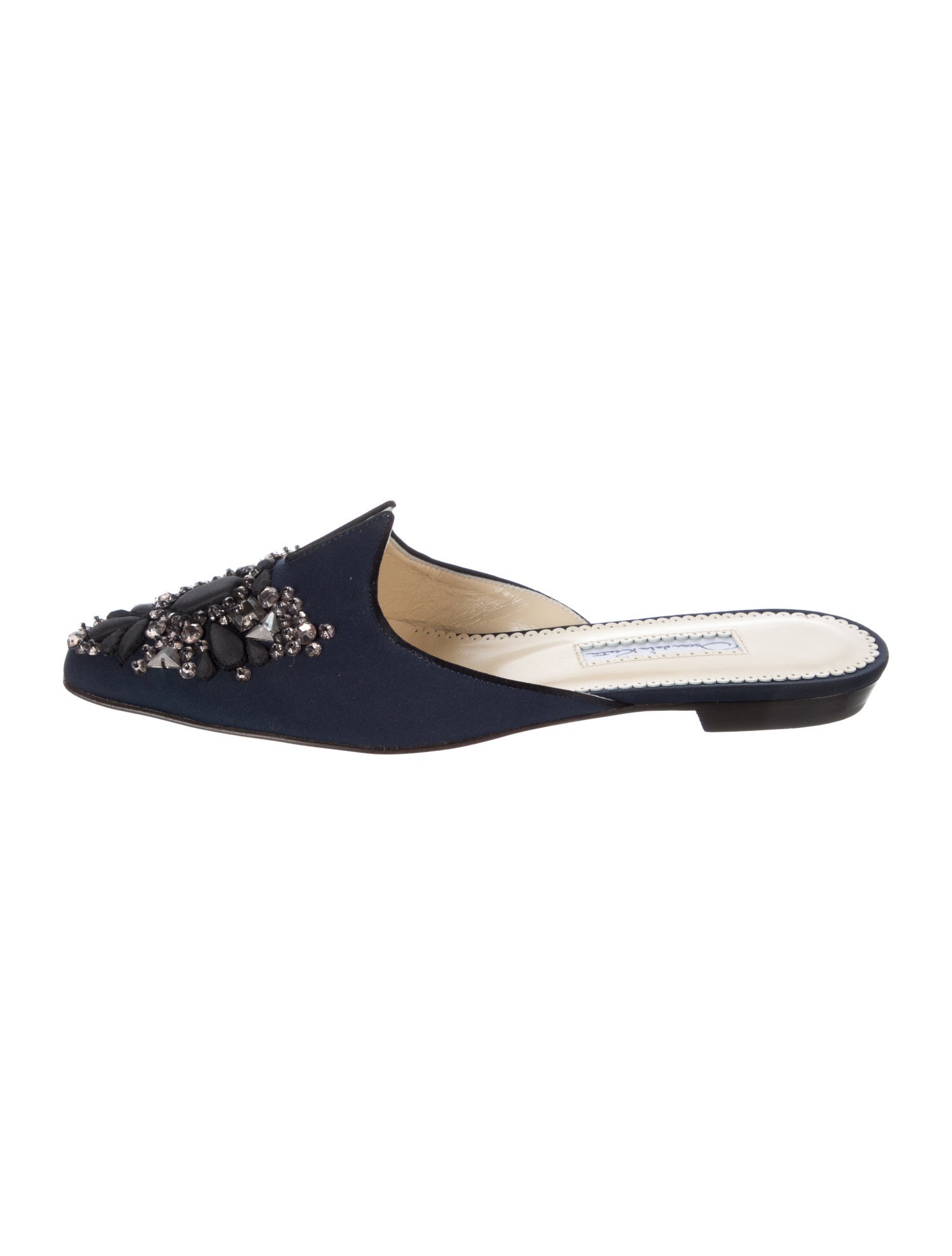 Oscar de la Renta Suede Crystal Embellishments Mules w/ Tags