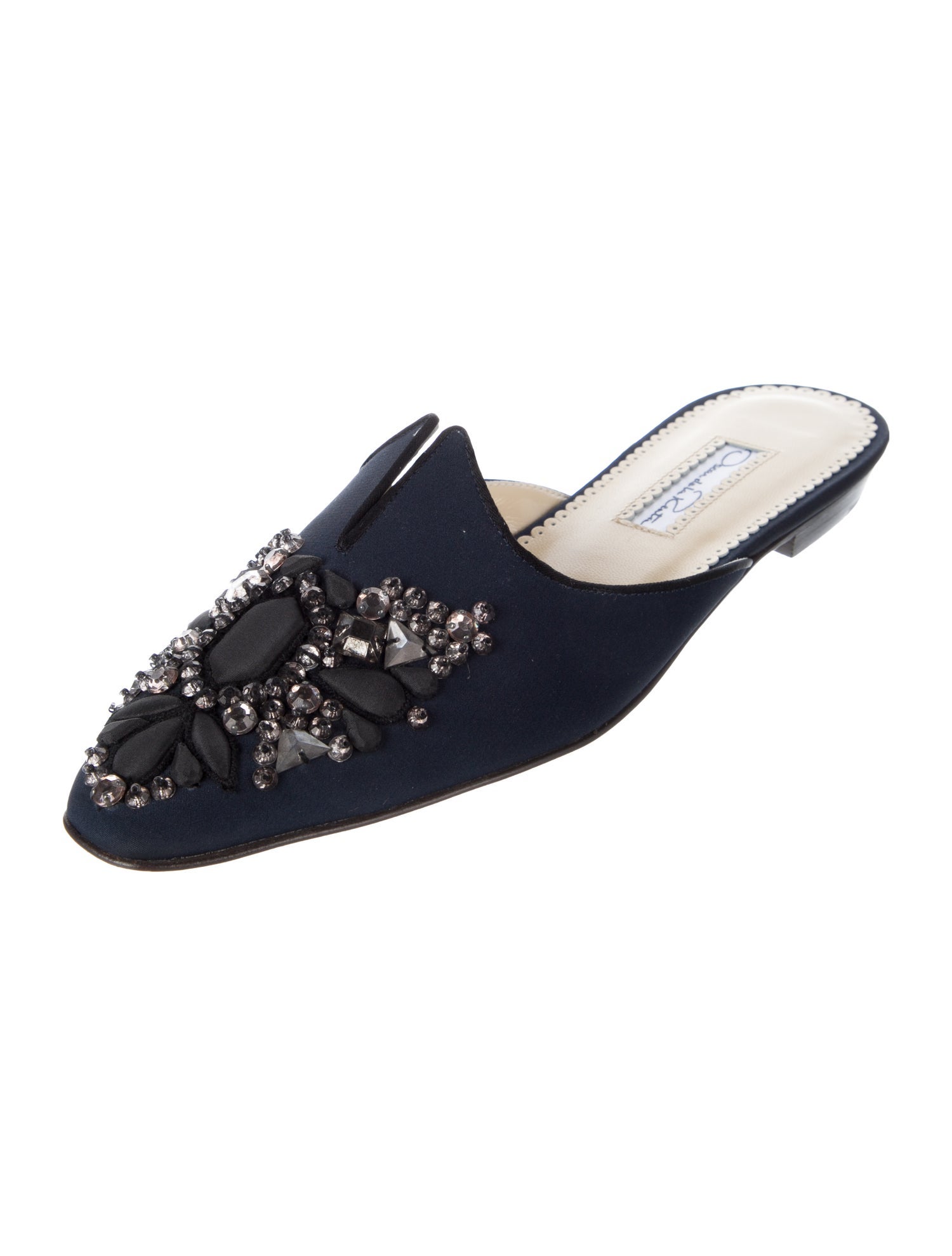 Oscar de la Renta Suede Crystal Embellishments Mules w/ Tags