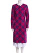Oscar de la Renta Virgin Wool Plaid Print Coat