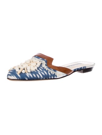Oscar de la Renta Printed Beaded Accents Mules