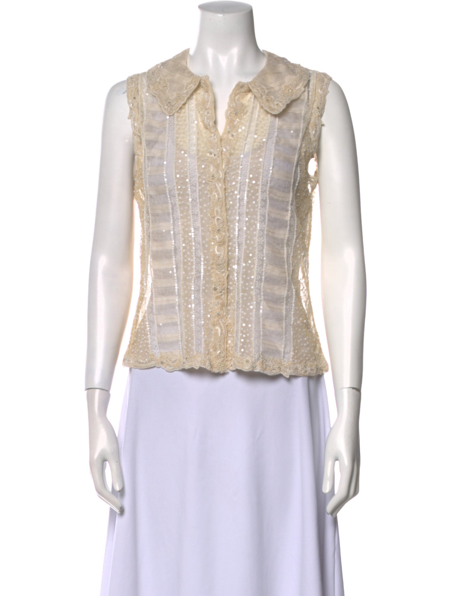 Oscar de la Renta Silk V-Neck Crop Top