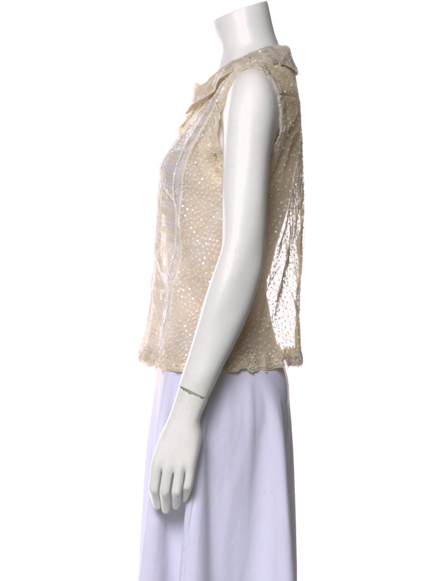 Oscar de la Renta Silk V-Neck Crop Top