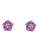 Oscar de la Renta Crystal & Resin Sakura Button Flower Stud Earrings