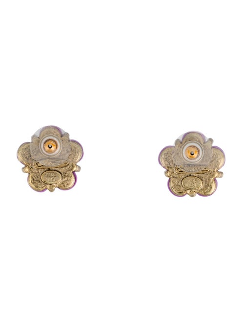 Oscar de la Renta Crystal & Resin Sakura Button Flower Stud Earrings