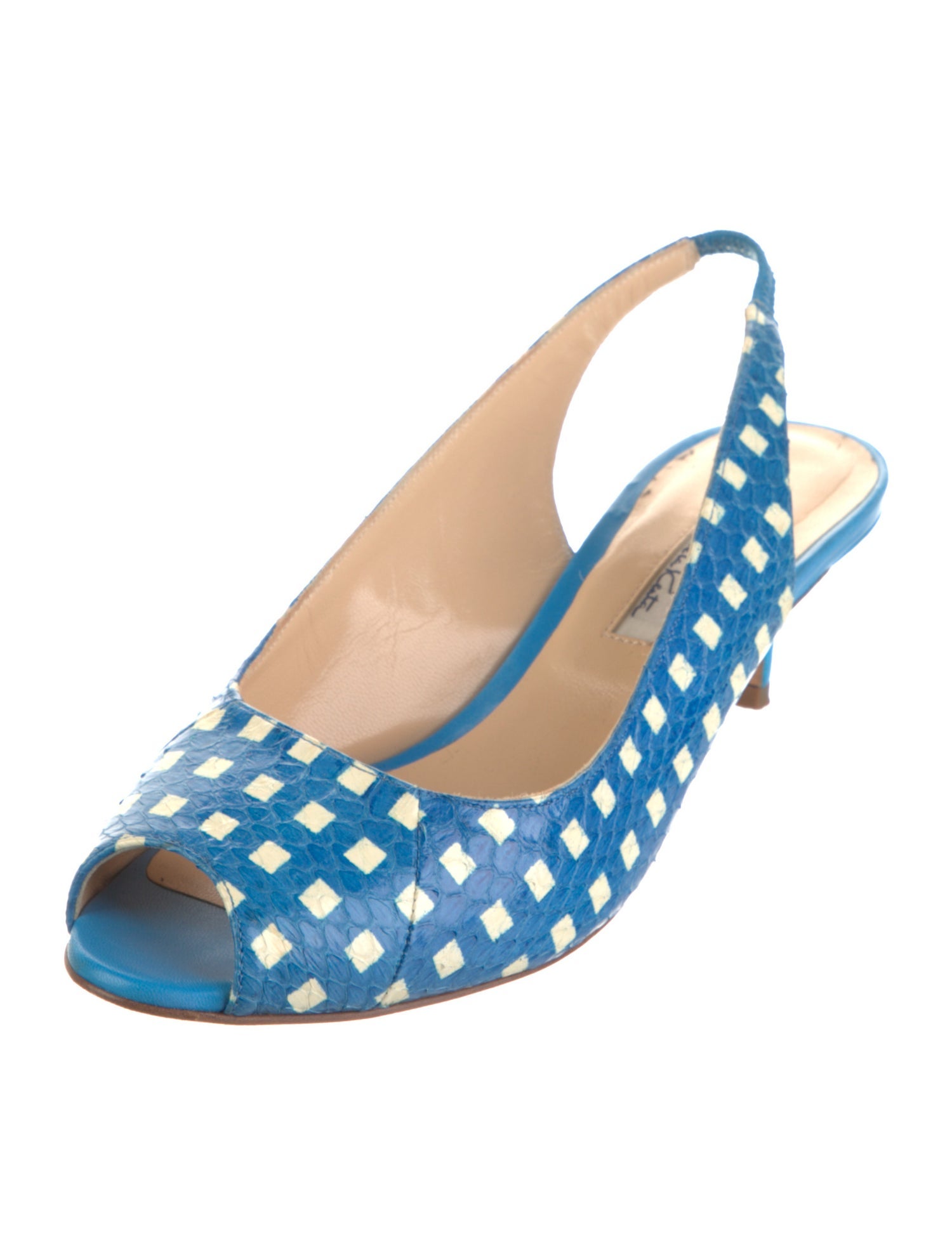 Oscar de la Renta Snakeskin Printed Slingback Pumps