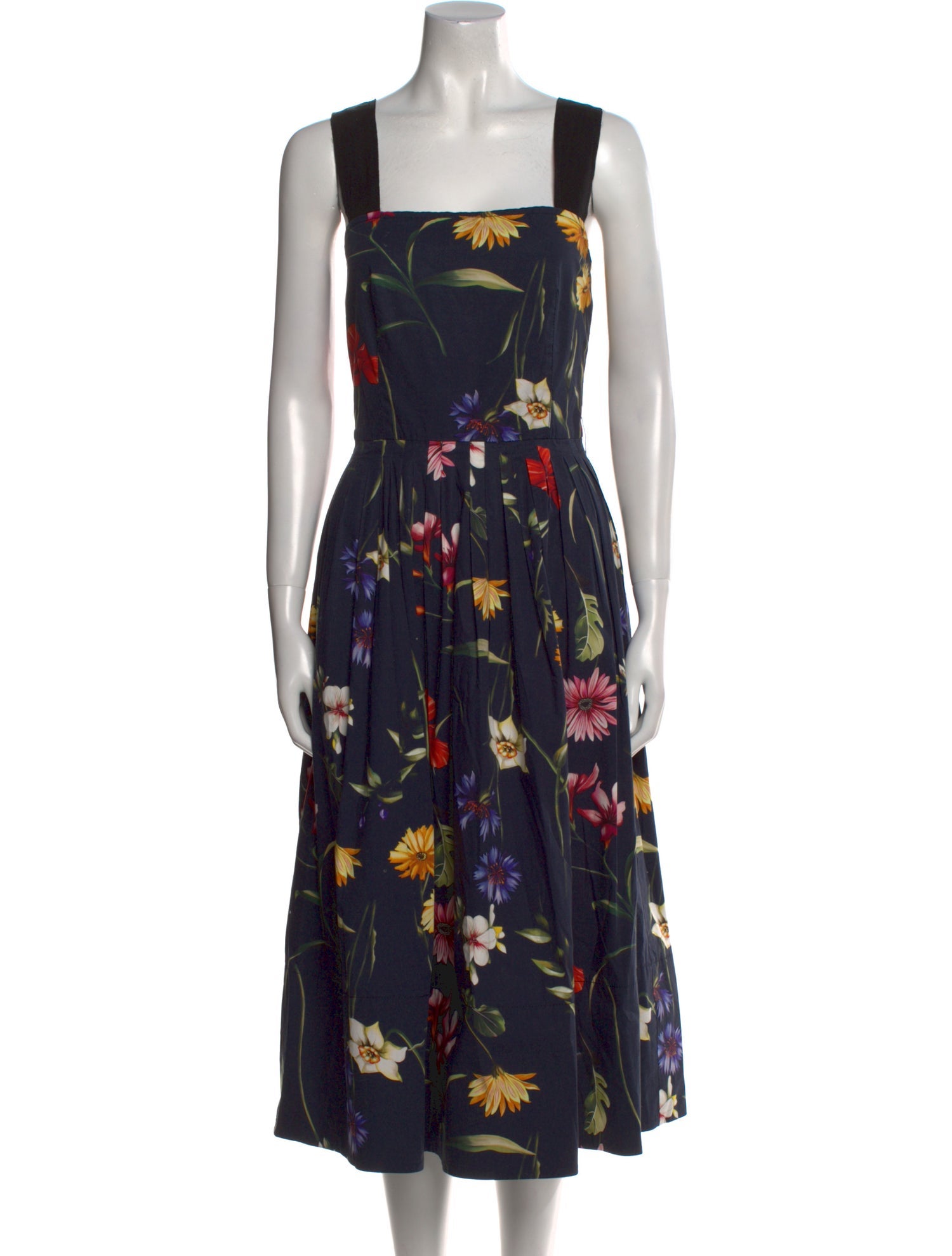 Oscar de la Renta Floral Print Midi Length Dress