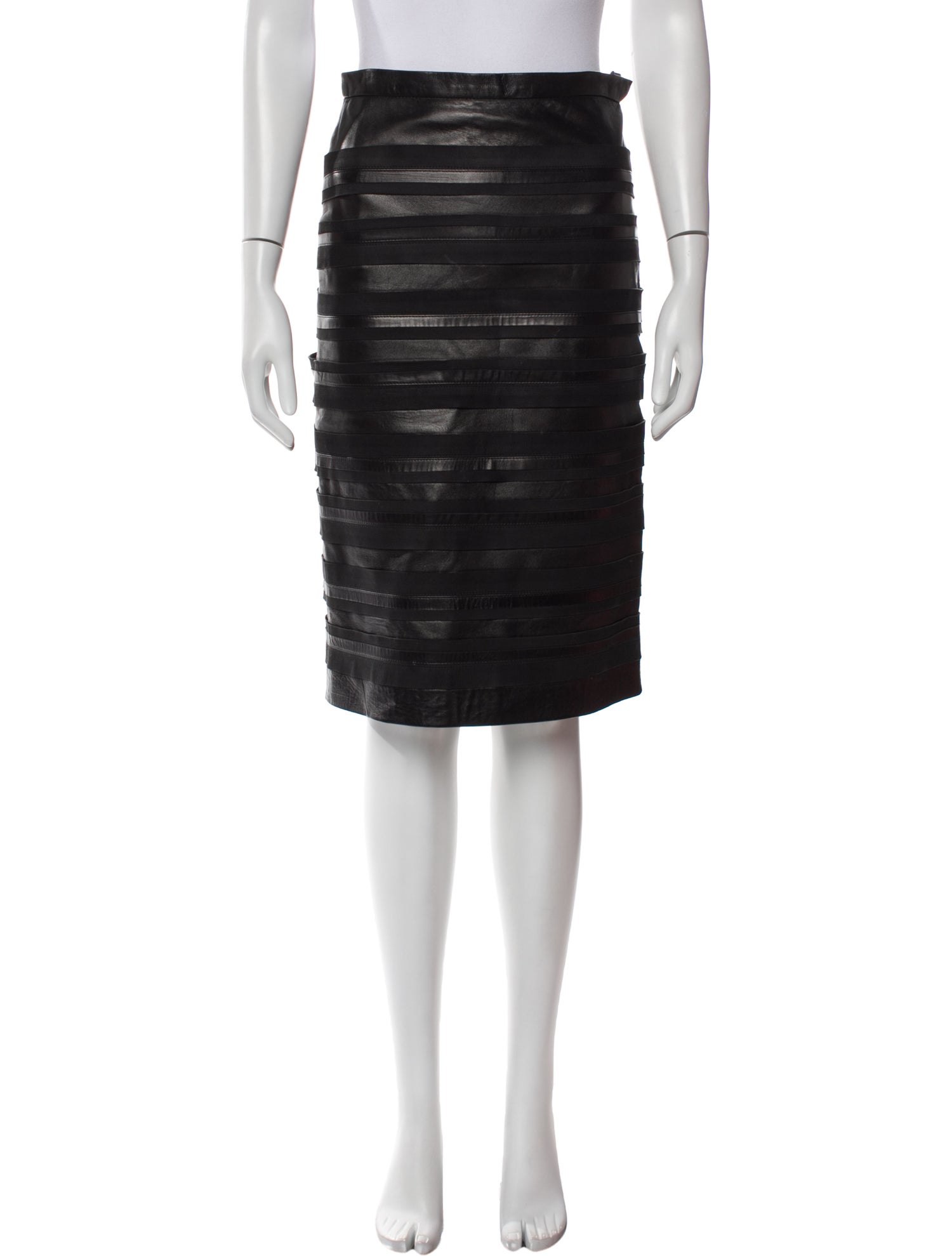 Oscar de la Renta Leather Knee-Length Skirt