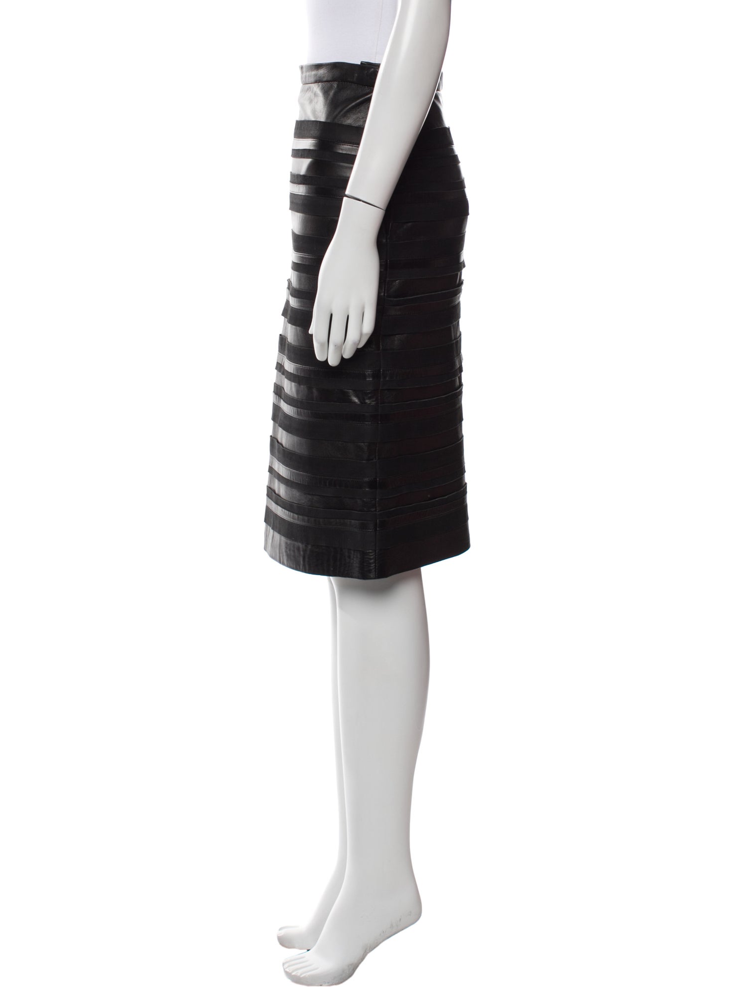 Oscar de la Renta Leather Knee-Length Skirt