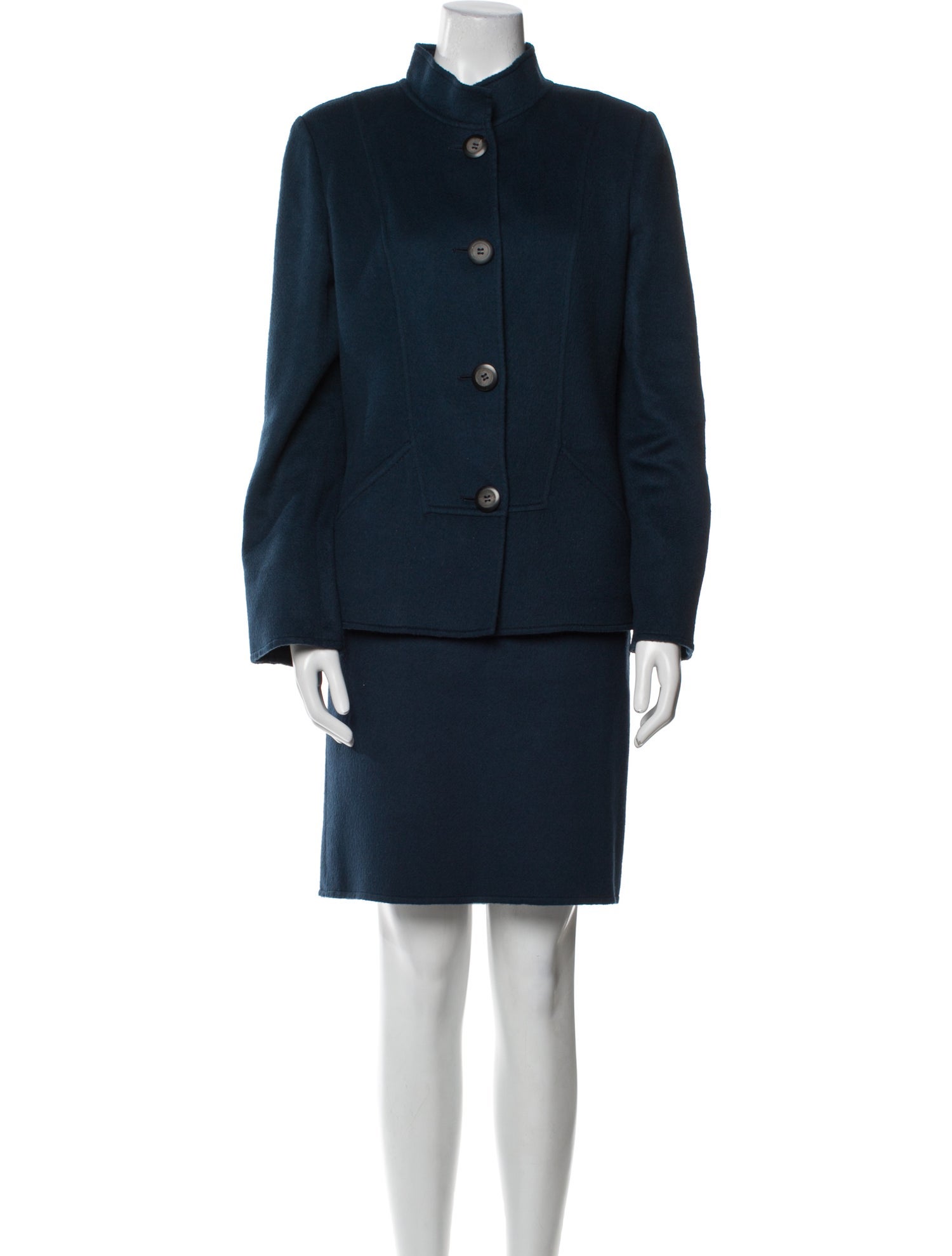 Oscar de la Renta Camel Hair Pleated Accents Skirt Set