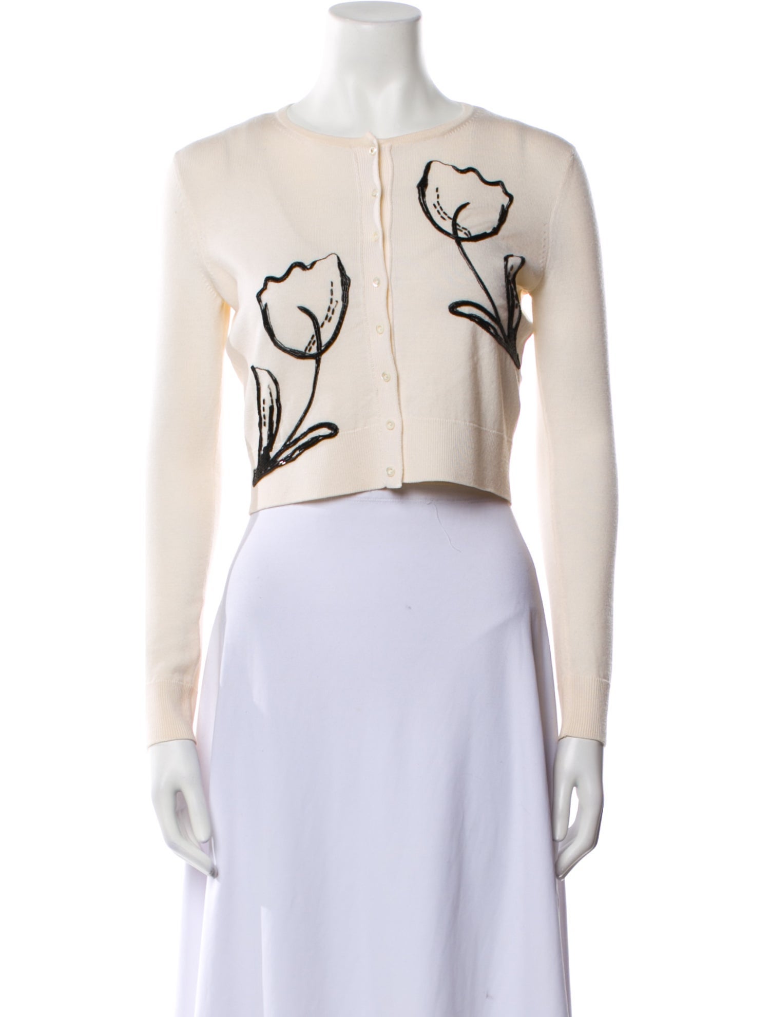 Oscar de la Renta Virgin Wool Graphic Print Sweater