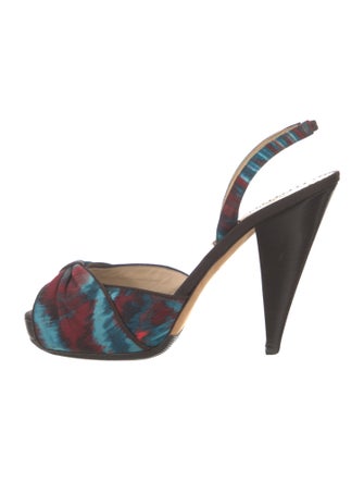 Oscar de la Renta Canvas Printed Slingback Pumps