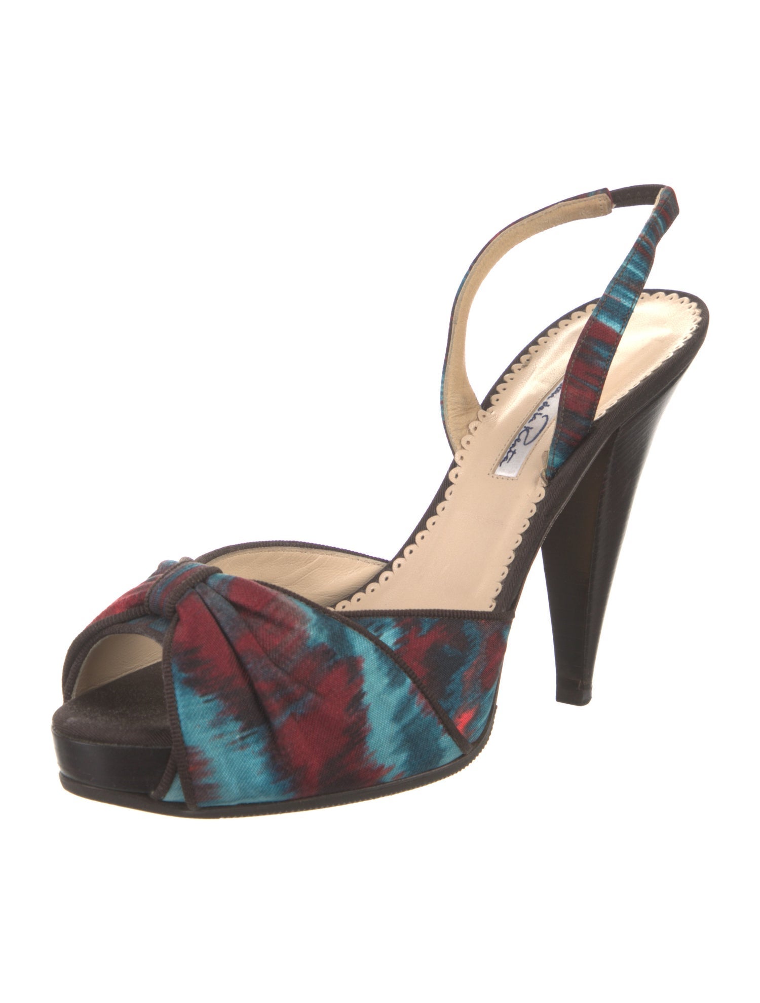 Oscar de la Renta Canvas Printed Slingback Pumps