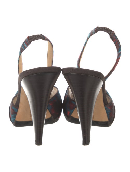 Oscar de la Renta Canvas Printed Slingback Pumps