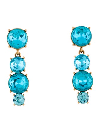 Oscar de la Renta Crystal Drop Clip-On Earrings