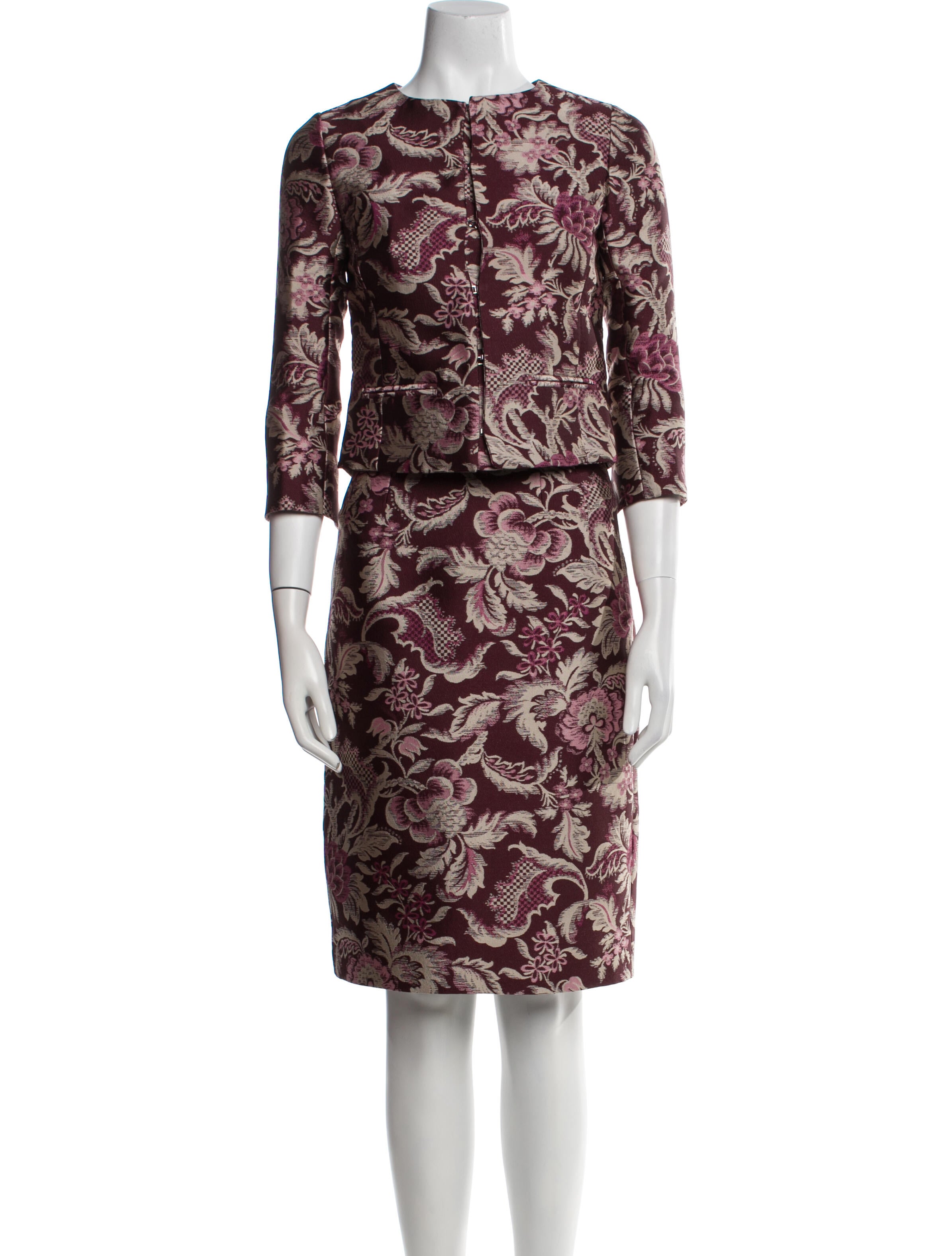 Oscar de la Renta Printed Skirt Suit