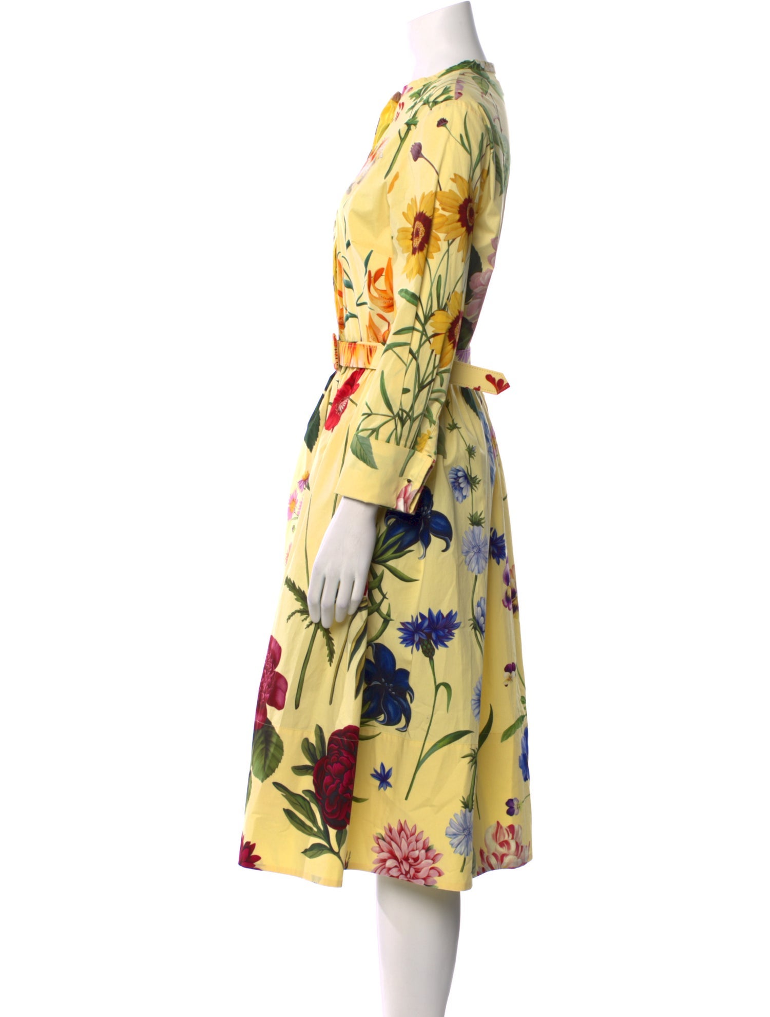 Oscar de la Renta Floral Print Midi Length Dress