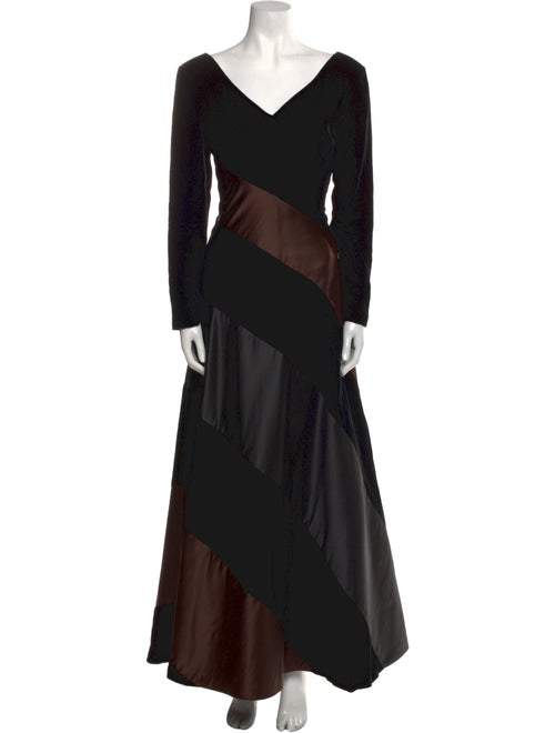 Oscar de la Renta V-Neck Long Dress