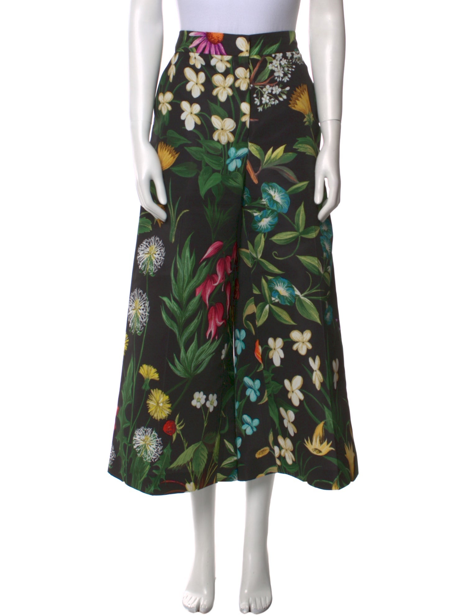 Oscar de la Renta Floral Print Wide Leg Pants