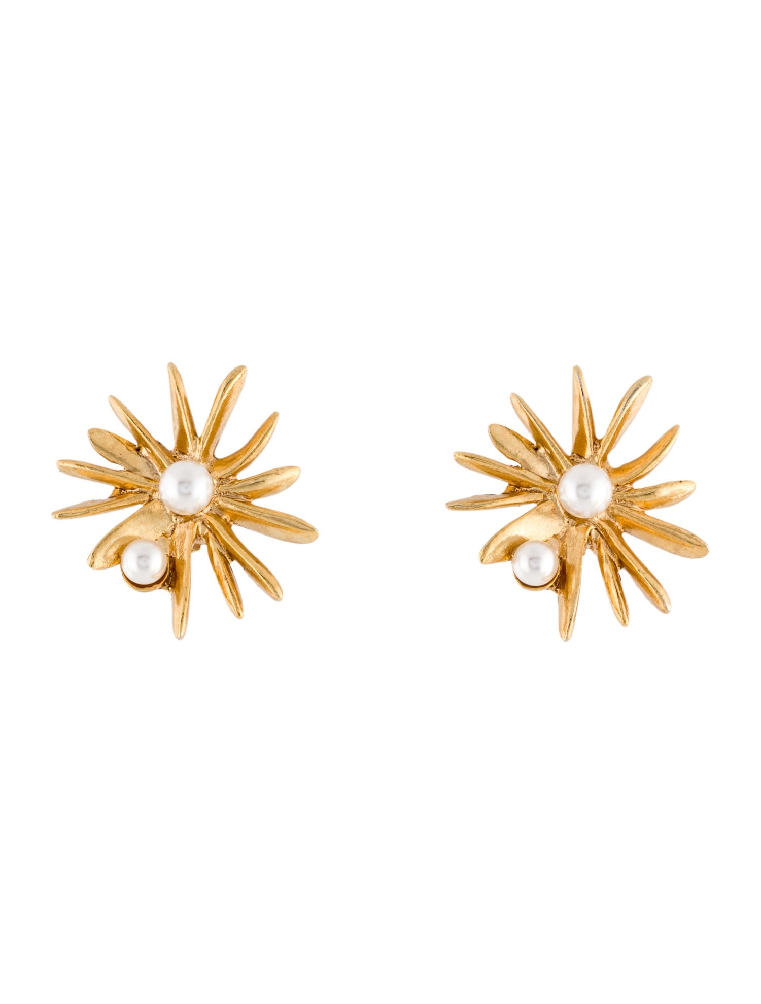 Oscar de la Renta Faux Pearl Starburst Drop Clip-On Earrings