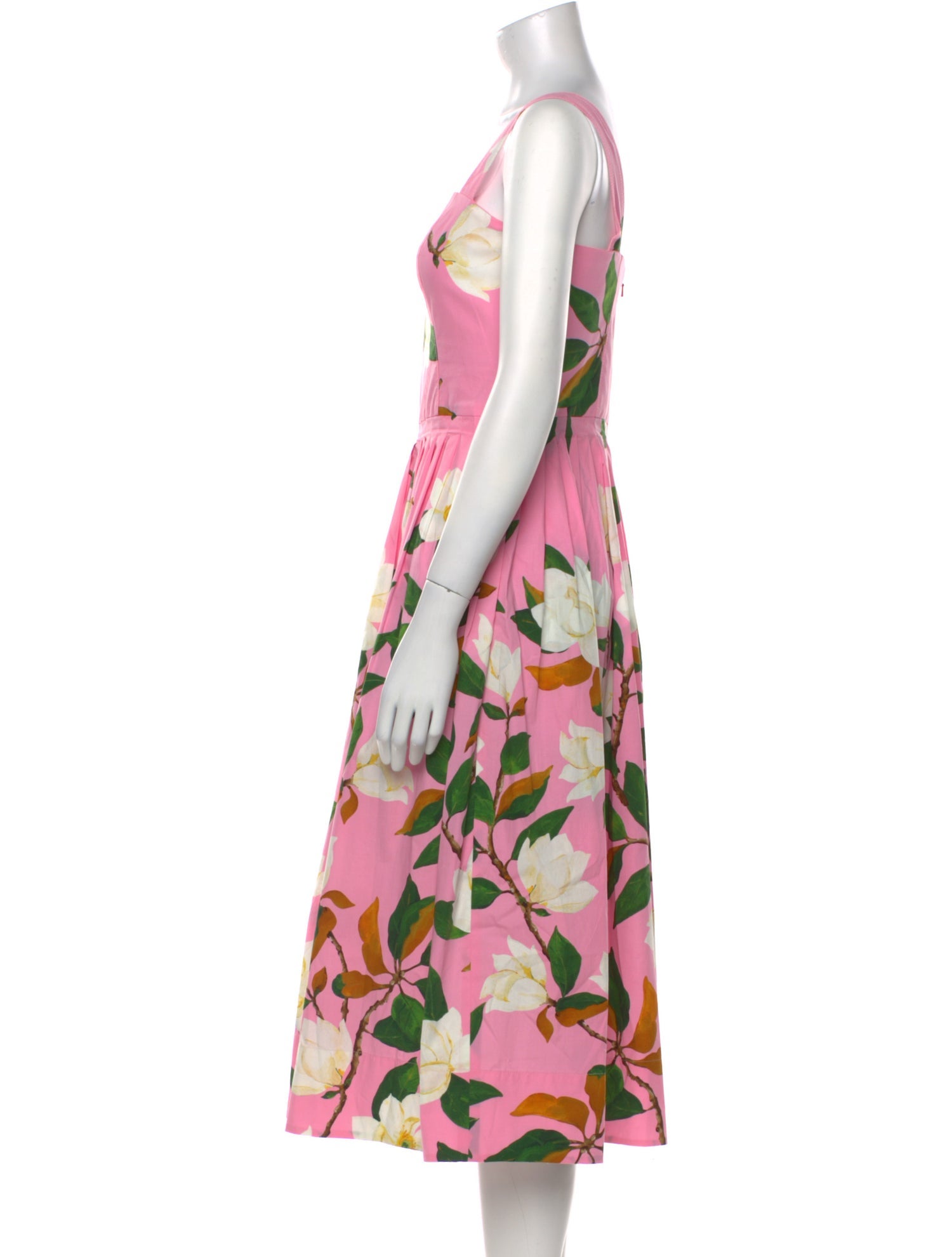 Oscar de la Renta Floral Print Midi Length Dress