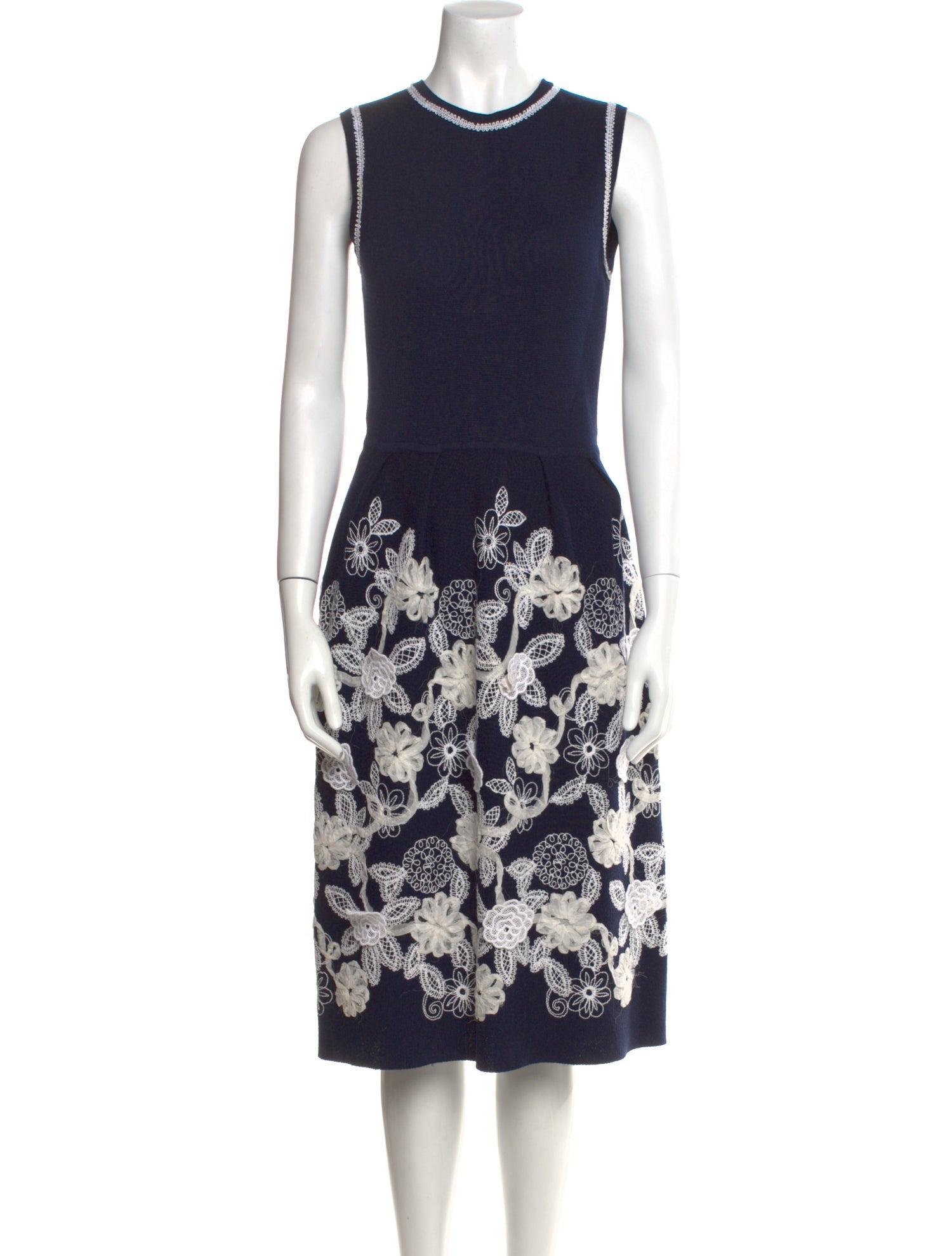 Oscar de la Renta Virgin Wool Midi Length Dress