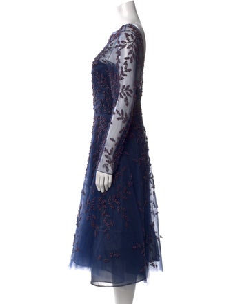 Oscar de la Renta Silk Midi Length Dress