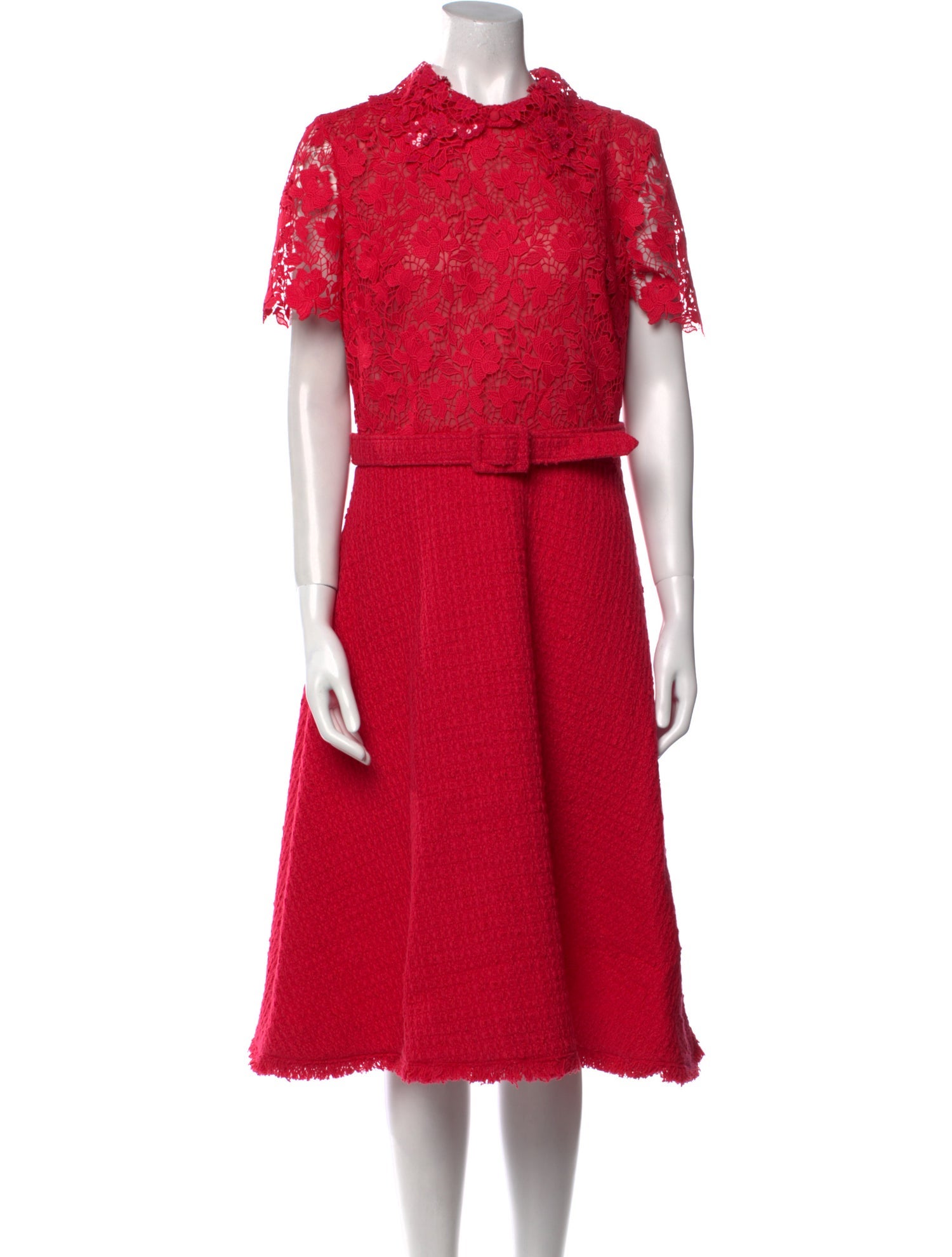 Oscar de la Renta Lace Pattern Midi Length Dress