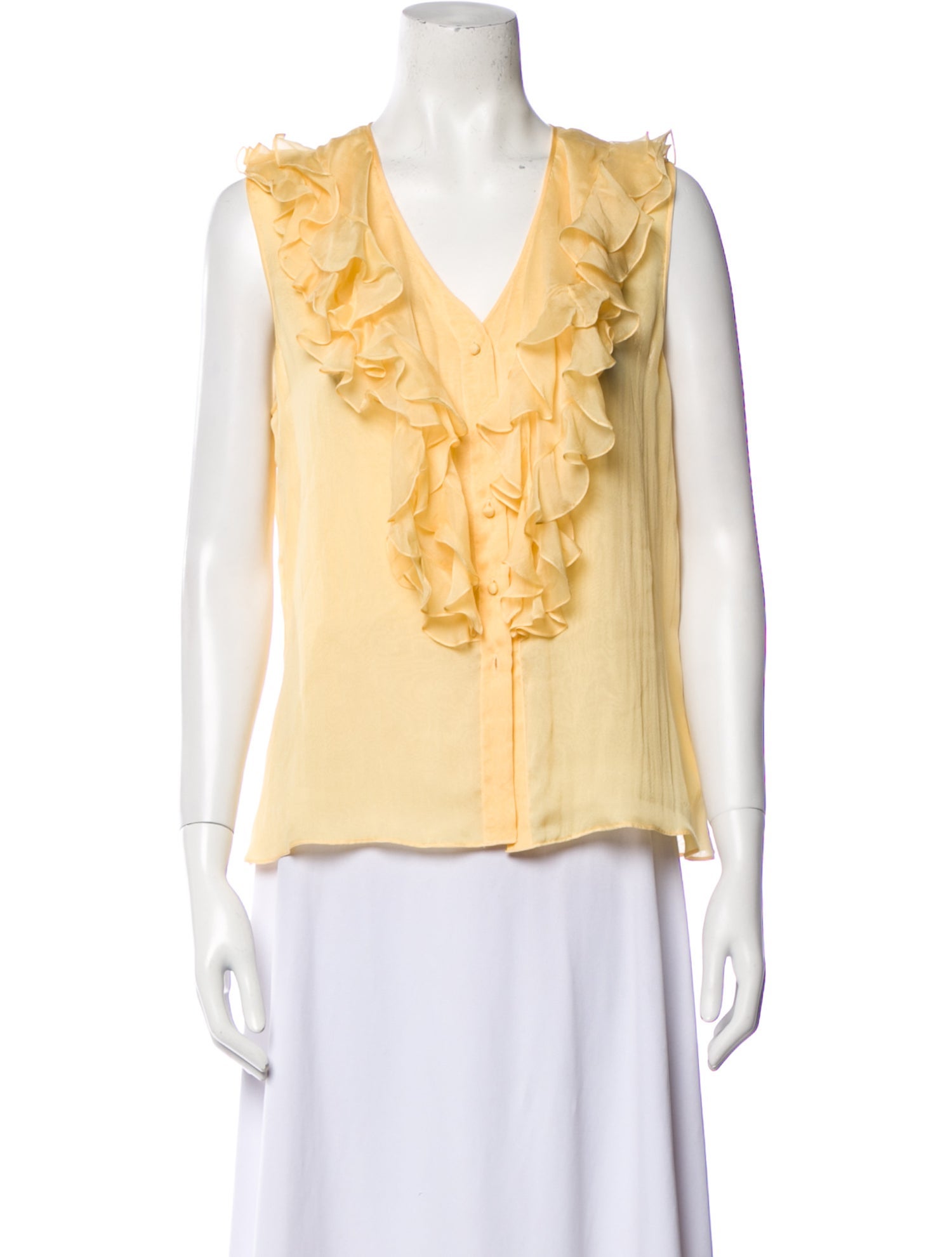Oscar de la Renta Silk V-Neck Blouse