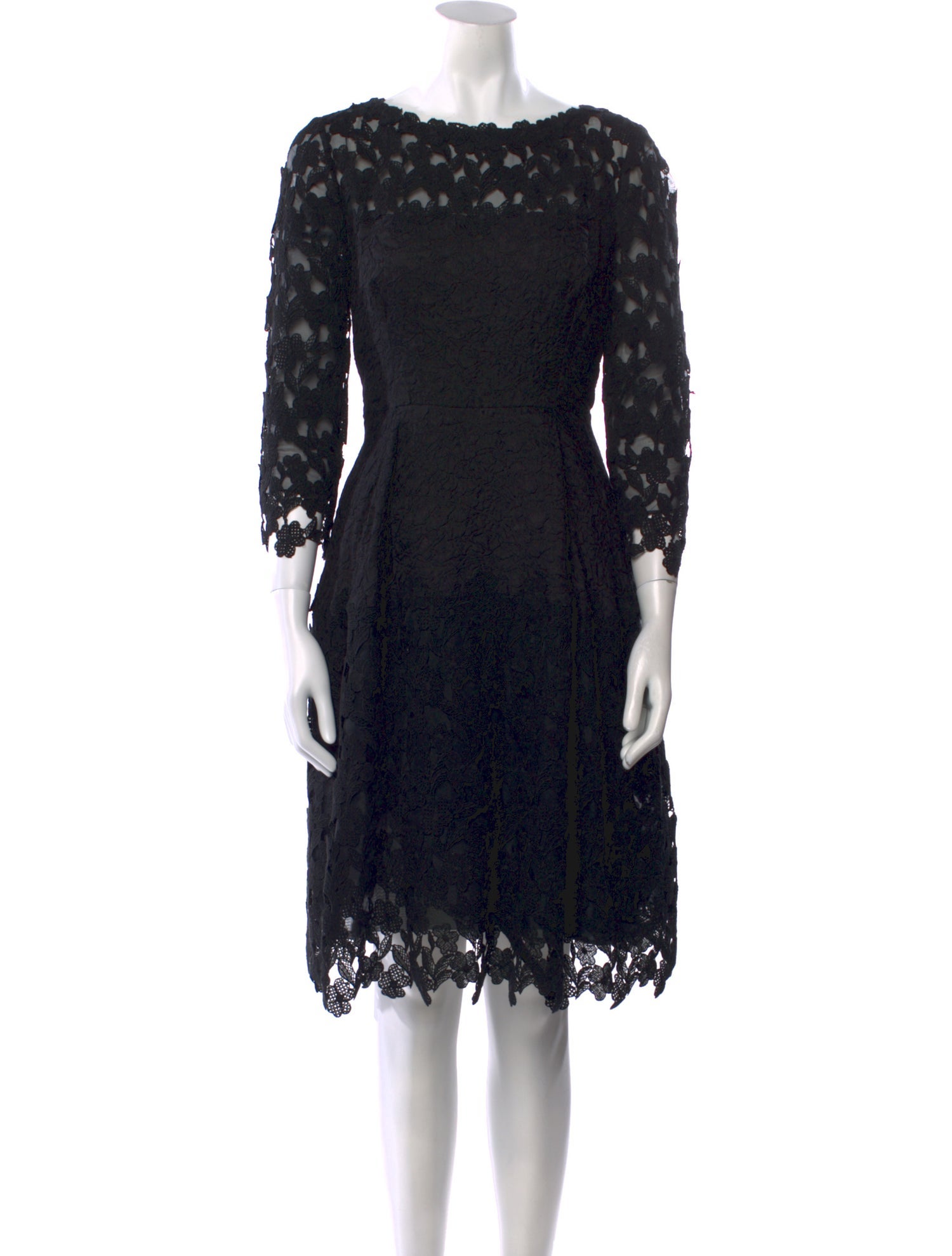 Oscar de la Renta Lace Pattern Knee-Length Dress