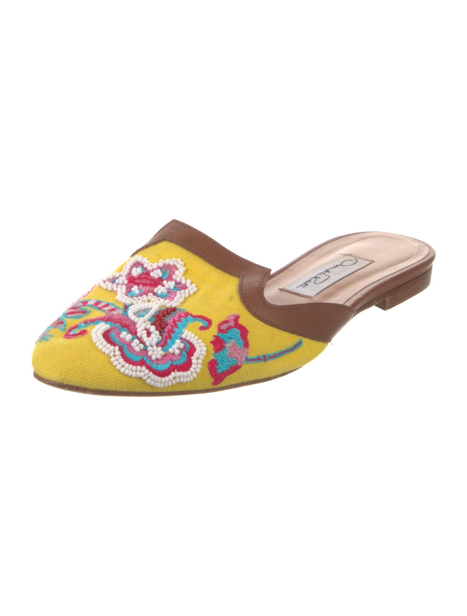 Oscar de la Renta Canvas Printed Mules