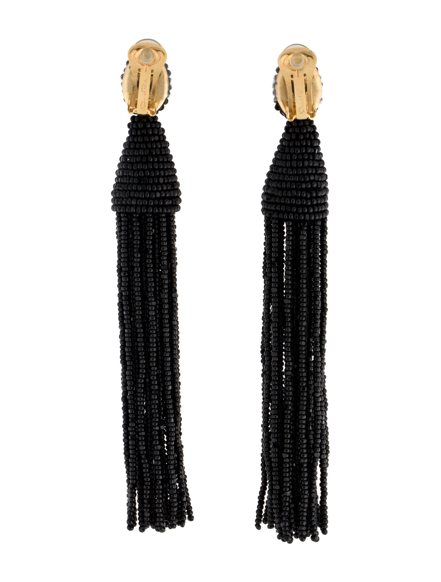 Oscar de la Renta Bead Tassel Clip-On Earrings