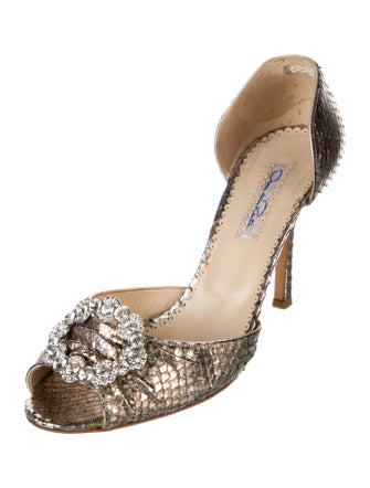 Oscar de la Renta Python Animal Print D'Orsay Pumps