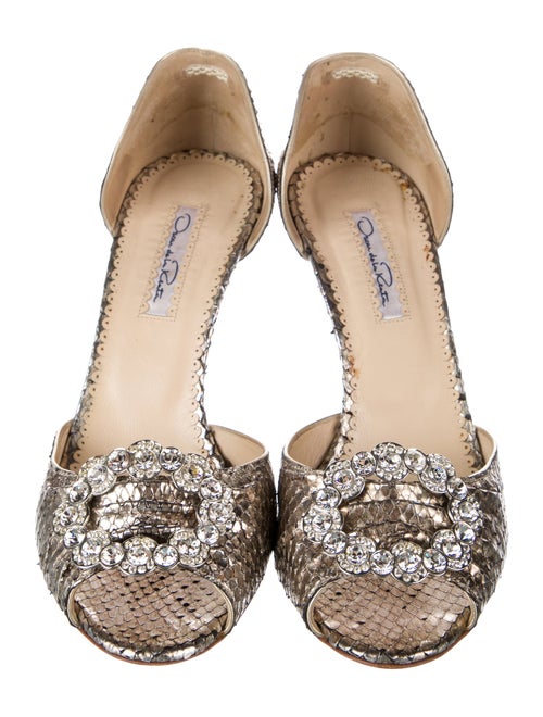 Oscar de la Renta Python Animal Print D'Orsay Pumps