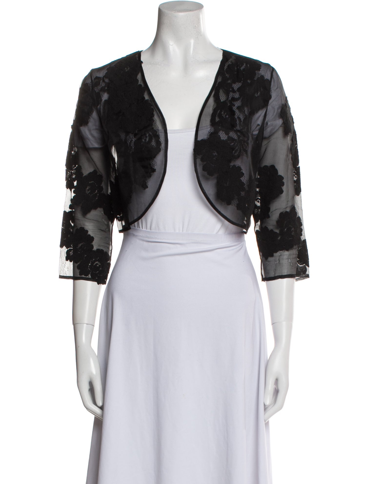 Oscar de la Renta Silk Lace Pattern Bolero