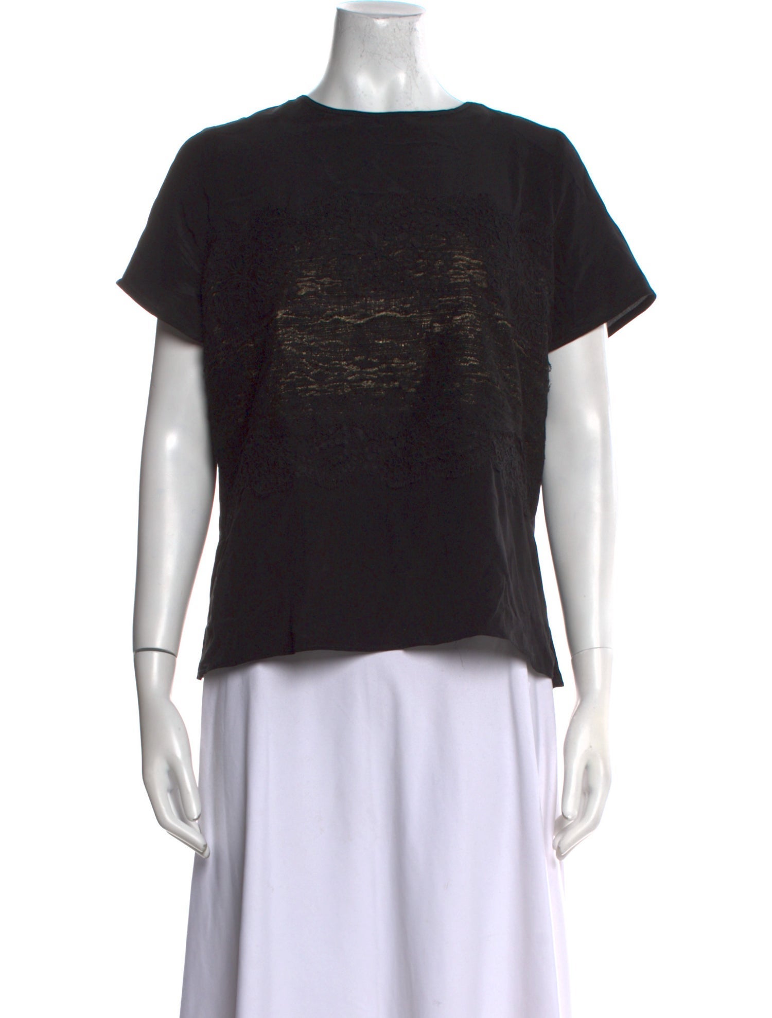 Oscar de la Renta Silk Crew Neck T-Shirt