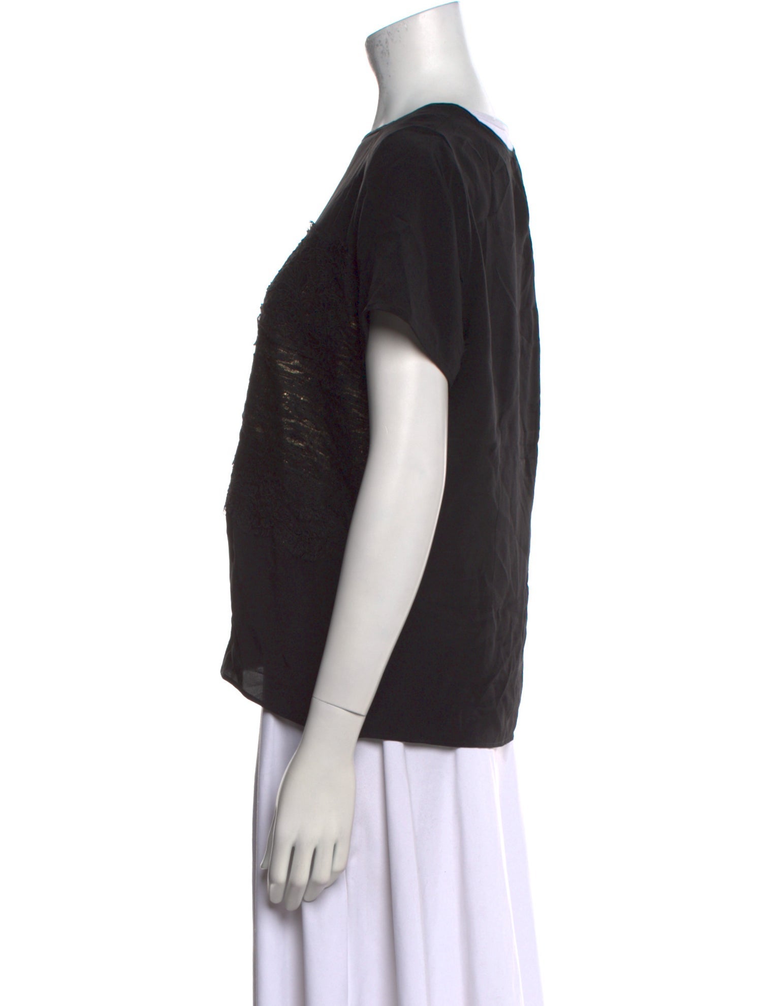 Oscar de la Renta Silk Crew Neck T-Shirt