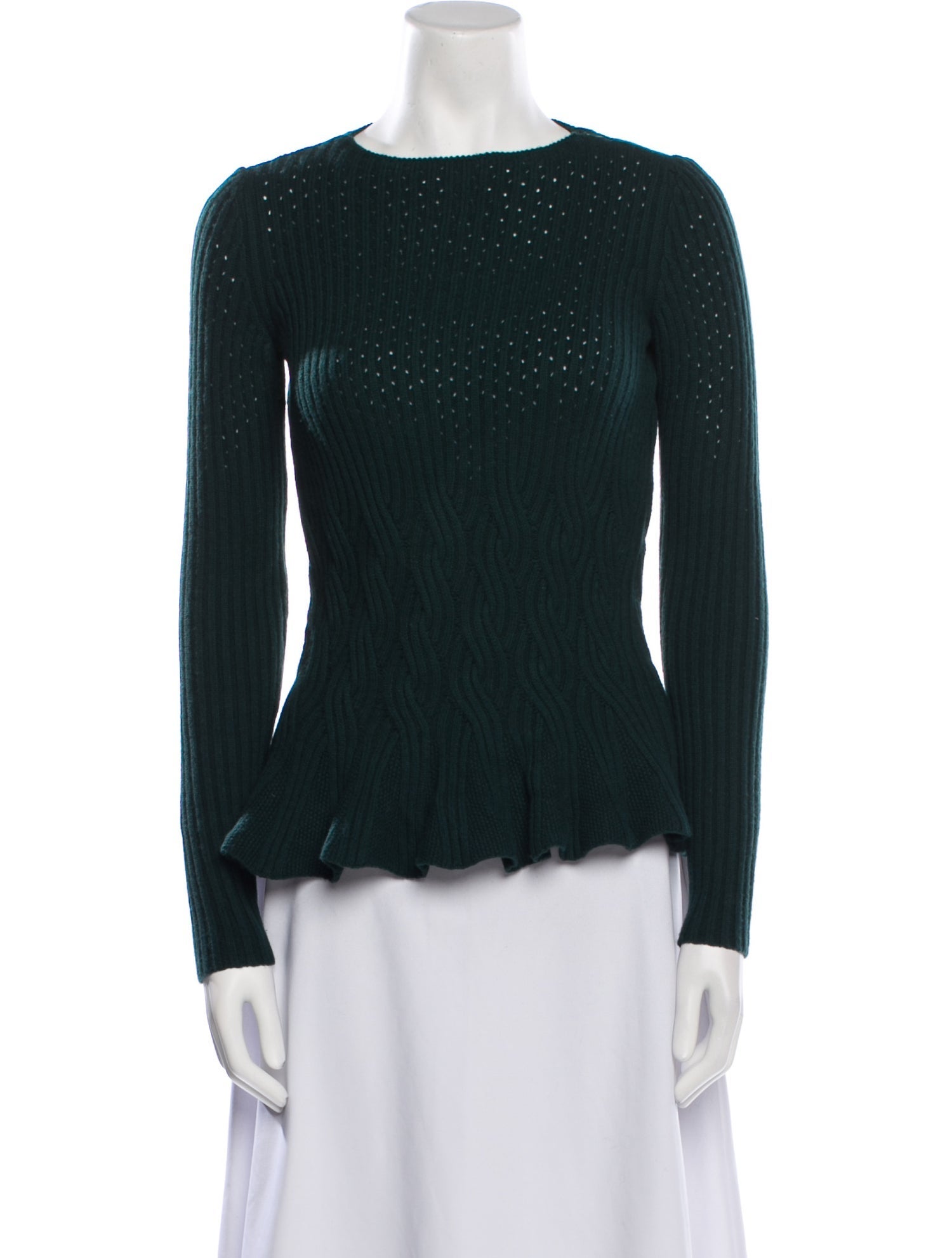 Oscar de la Renta Virgin Wool Bateau Neckline Sweater
