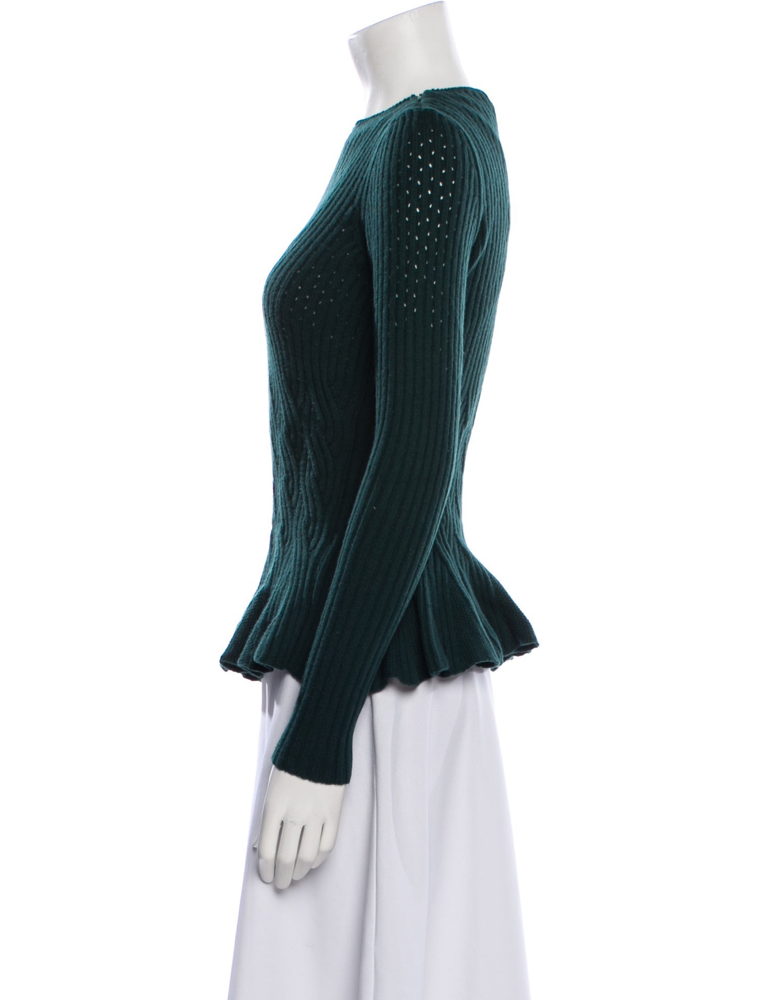 Oscar de la Renta Virgin Wool Bateau Neckline Sweater