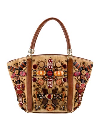 Oscar de la Renta Canvas Top Handle Bag