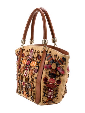 Oscar de la Renta Canvas Top Handle Bag