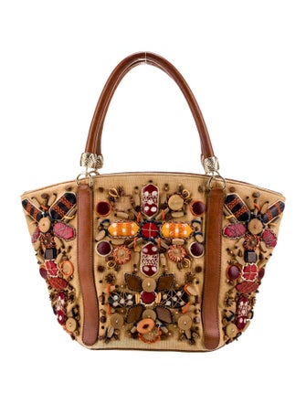 Oscar de la Renta Canvas Top Handle Bag