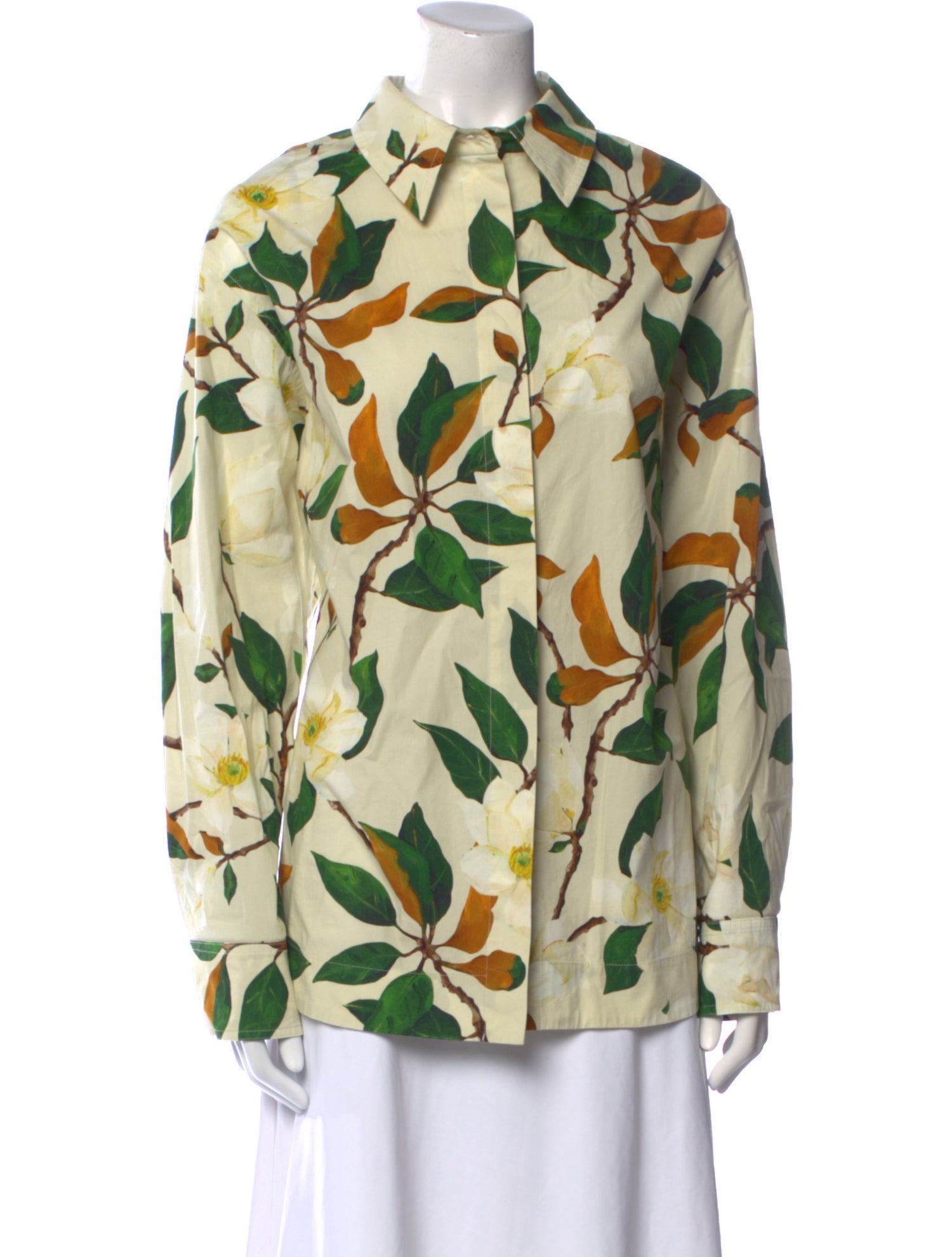 Oscar de la Renta 2022 Printed Button-Up Top